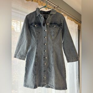 Allegra K Light Blue Denim Dress Long Sleeve Denim Dress Medium New With Tags